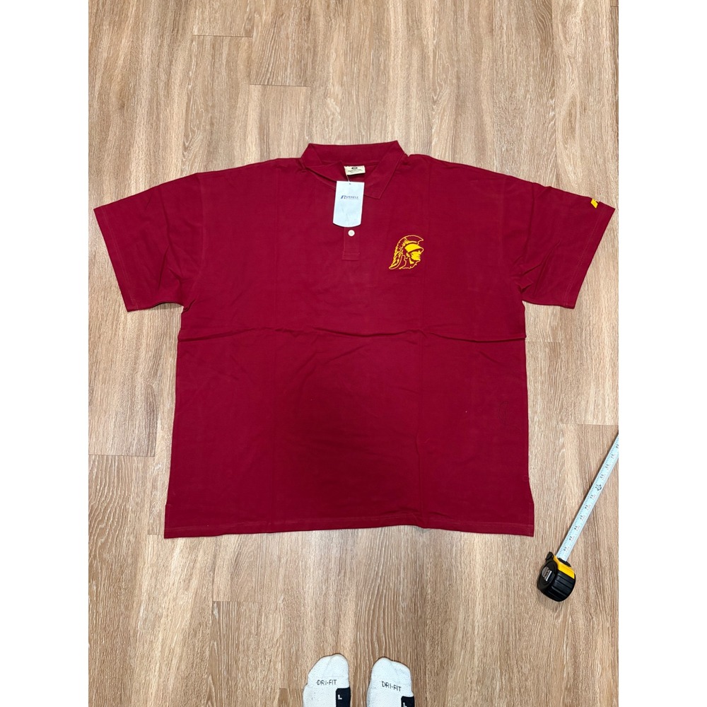 Russell Athletic Pro Cotton USC Trojans Polo Shirt Maroon Mens 4X NWT